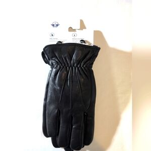 Dockers Men's Black Lined Leather Touch Screen Gloves Size L